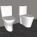 Modern White Toilets With Sleek Design Against Wall On Gray Floor