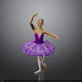 Young Female Ballet Dancer Wearing Purple Tutu With Tiara Performing Dance Pose