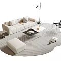 Italian Minimalist Sofa Coffee Table Combination Beige Sofa Multiplayer Sofa Leather Sofa Combination Sofa Straight Row Sofa Minimalist Stainless Steel Coffee Table Single Leisure Chair 3d model