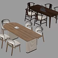 Modern Dining Table Sets With Rectangular Dark And Oval Light Tables And Chairs 3d model