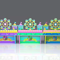 Colorful Display Shelves with Ferris Wheel and Small House Decorations for Kids