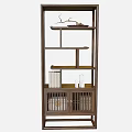 Traditional Wooden Display Shelf With Multi Tiered Shelves Lower Cabinet Books And Decorative Items