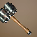 Two Silver Metal Hammers With Wooden Handle As Traditional Weapon
