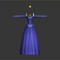 Blue Princess Style Long Sleeve Pleated Gown With Decorative Neckline