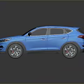 Sleek Modern Blue SUV Exterior with Black Roof and Silver Wheels