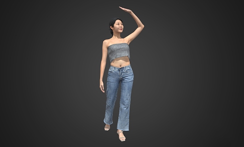 Scan Woman Sun Girl Summer Jeans Scan Man 3d model