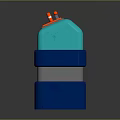 Colorful Stacked Container Structure With Blue Light Blue Gray White Layers And Red Top Details
