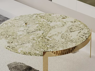 Modern Sofa and Coffee Table Set with Round Marble Top and Gold Metal Legs 3d model