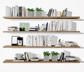 Modern wall shelf wood veneer shelf 3d model