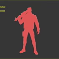 Cyberpunk Male Character In Black Leather Jacket With Futuristic Weapon And Mechanical Arm