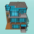 Modern Detached Villa With Multi Story Design Large Glass Windows And Dark Roof