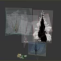 Snow Covered Trees Including Evergreen And Deciduous With Snow Piles And Reflection 3d model