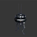 Futuristic Robot Character With Circular Body Antennas Mechanical Legs And Control Panel