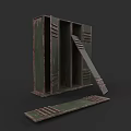 Old Green Metal Weapon Storage Locker With Long Metal Plate Components
