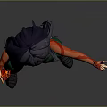 Game And Movie Character With Black Hair Green Pants And Fire Hands
