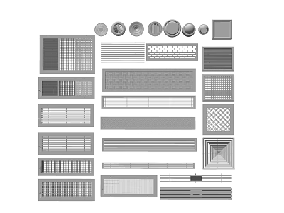 Different Styles of Air Conditioner Vents with Various Grid and Pattern Designs 3d model