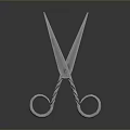 Shiny Metal Scissors Featuring Twisted Handle And Sharp Blades Design 3d model
