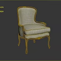 Classic Single Sofa With Wooden Frame Carved Details And Light Colored Cushion