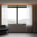 Modern Window Curtains With Thick And Sheer Layers For Mountain View Room