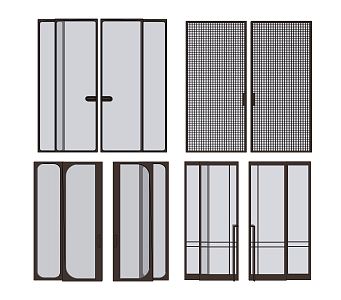 Modern sliding door glass sliding door partition 3d model