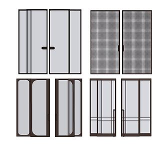 Modern sliding door glass sliding door partition 3d model