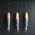 Modern Wall Lamp With Fringed White Gray Strips And Warm Orange Light For Interior Decor