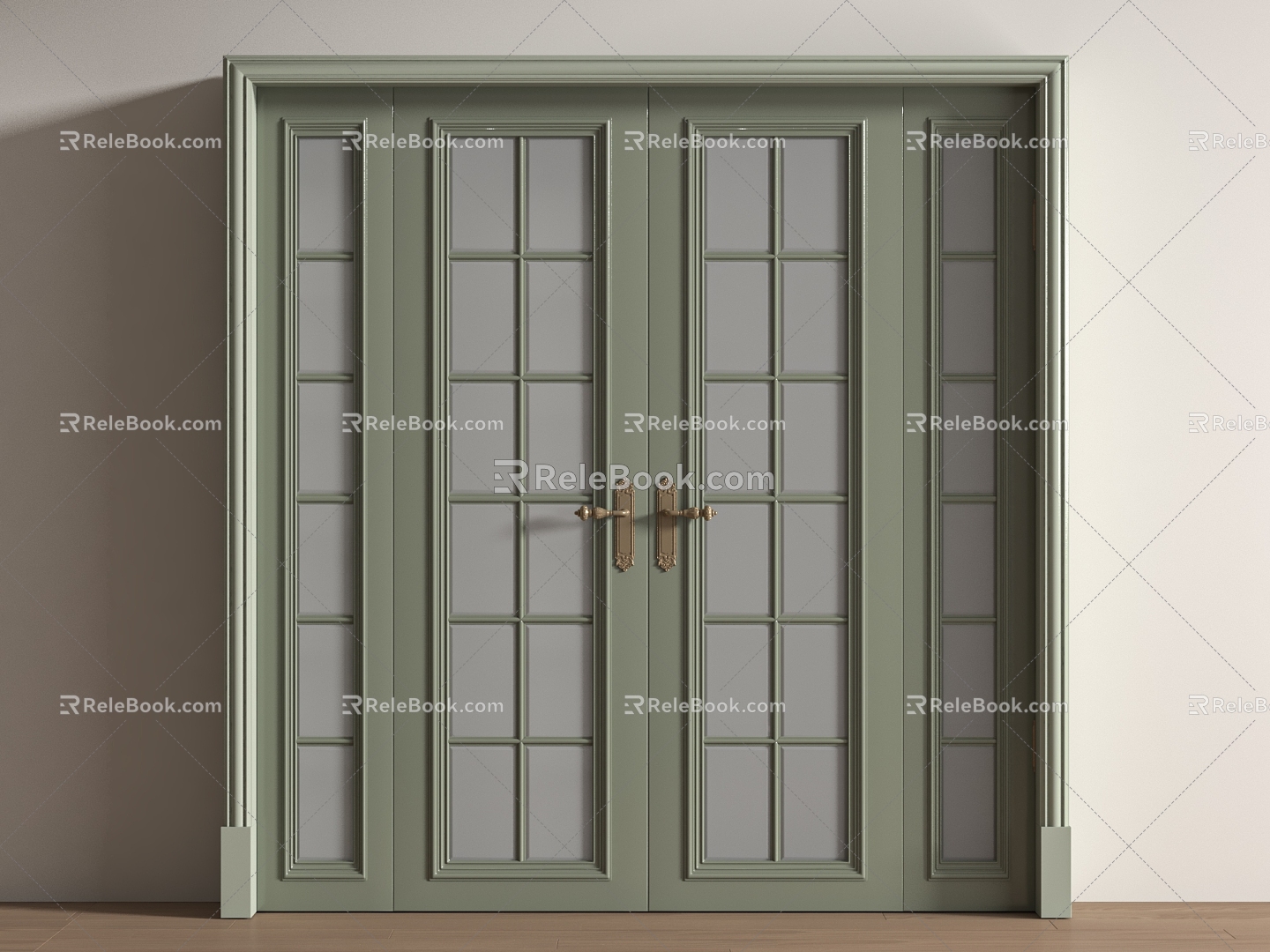 French Glass Double Door Sliding Door Kitchen and Sanitary Door 3d model