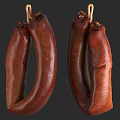 Hanging Brown Long Traditional Smoked Delicious Cured Meat Sausages with Natural Casings