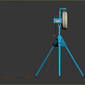 Blue Tripod Tool Featuring White Wheel And Orange Rope On Stable Stand