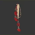 Traditional Ethnic Decorative Weapon Adorned With Red Tassels And Pom Poms Ornate Details
