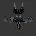 Futuristic Mechanical Eagle Character With Metallic Wings Blue Glowing Elements And Orange Talons