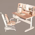 Comfortable Pink Office Chair With Wheels Next To Modern Desk And Bookshelf