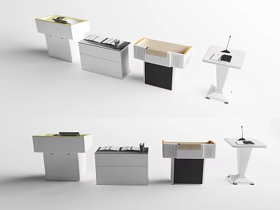 Various Modern Functional Desks With Different Styles And Practical Features For Office Use 3d model