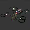 Advanced Multi Rotor Aerial Drone With Propellers And Camera Equipment Design 3d model