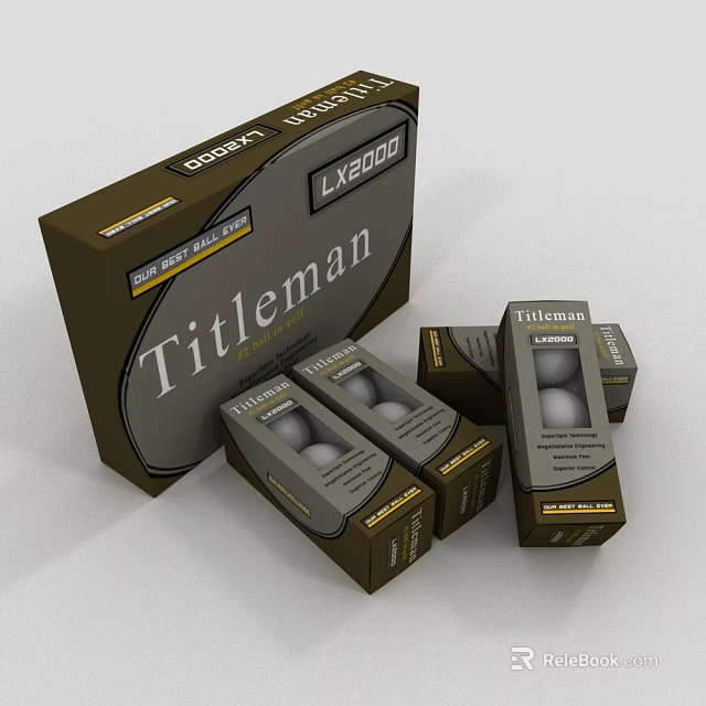 Titleist Premium Golf Balls Packaging With Large Box And Small Cartons 3d model 