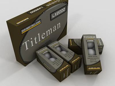 Titleist Premium Golf Balls Packaging With Large Box And Small Cartons 3d model