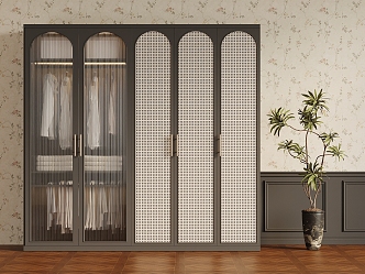 French retro wardrobe dado 3d model