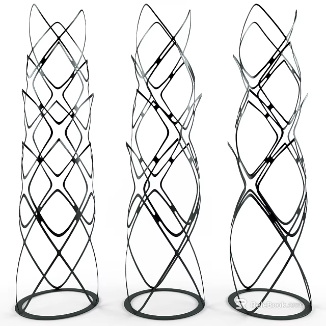 Modern Floor Lamps with Interlaced Geometric Lines for Home Living Room Decor 3d model 