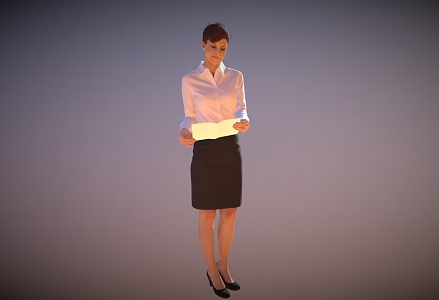 Business lady standing lady European and American white 3d model