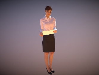 Business lady standing lady European and American white 3d model