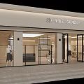 Minimalist Modern Clothing Store Interior With Beige Walls Hanging Racks Black Furniture And Plant Decor
