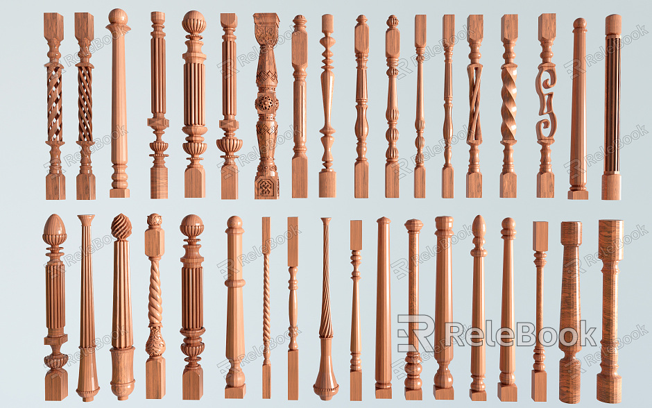 European Style Balustrade Solid Wood Stair Post Balustrade Guardrail Post Post Post Handrail model