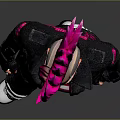 Character With Pink Mohawk Black Leather Jacket Number 17 Mechanical Armor And White Boots