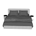 Modern Double Bed With Gray Bed Sheets White Frame And Decorative Pillows 3d model