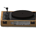 Modern Turntable Audio Equipment With Wooden Frame Black Platter And Tonearm Design