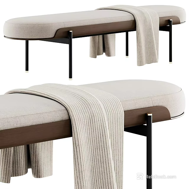 Cozy Beige Fabric Lounge Chair With Brown Wooden Armrest And Black Metal Legs 3d model 