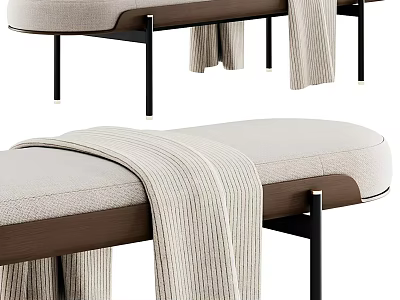Cozy Beige Fabric Lounge Chair With Brown Wooden Armrest And Black Metal Legs 3d model
