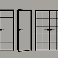 Modern Hinged Doors With Black Frames And Textured Glass Designs