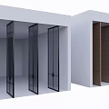 Modern Partition Door Design With Black Glass And Brown Wooden Panels