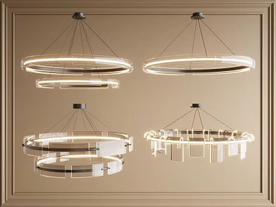 Modern Contemporary Chandeliers with Circular Geometric Design and Hanging Light Fixtures 3d model